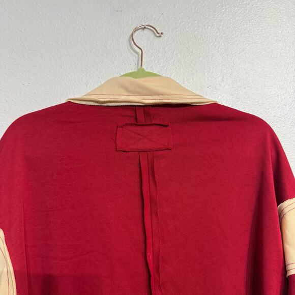 Shein Red Colorblock Collar V-Neck Oversized Pullover Sz S NWT - Picture 8 of 12